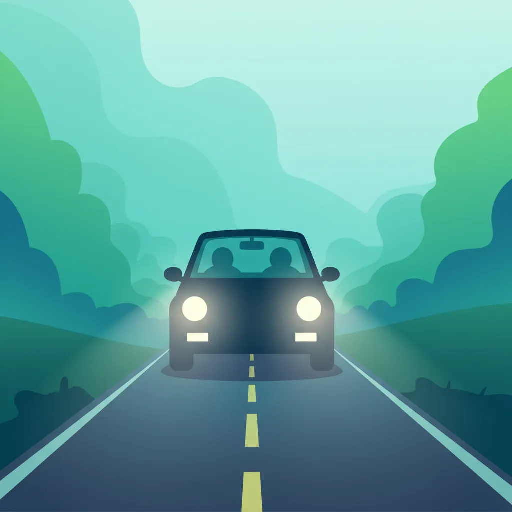 Illustration zum Theoriethema Nebel Fahrtsicherheit