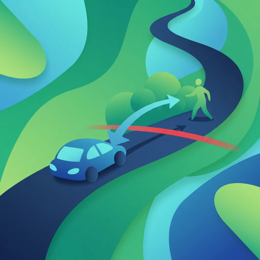 Illustration zum Thema Fahrtheorie Reaktionsweg für Lernende in Polen