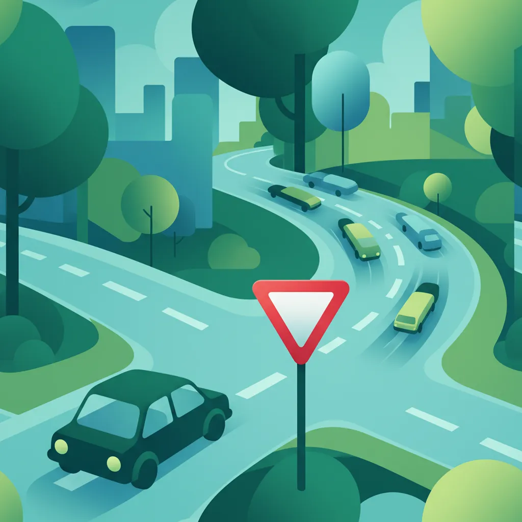 Illustration zum Thema Fahrtheorie Vorfahrtsschild (Väjningsplikt) für Lernende in Schweden