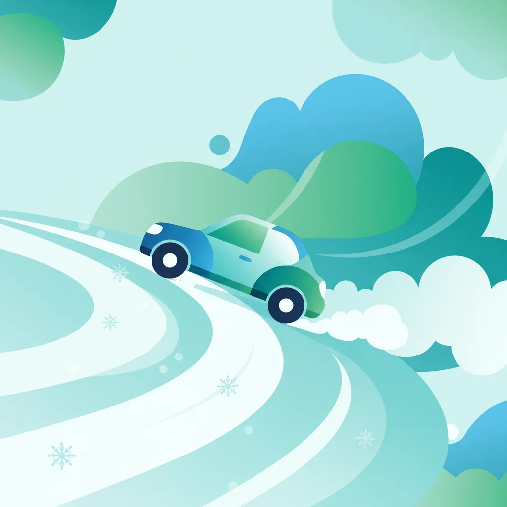 Illustration zum Thema Fahrtheorie Sicherheit beim Fahren bei Schnee und Eis für Lernende in Schweden
