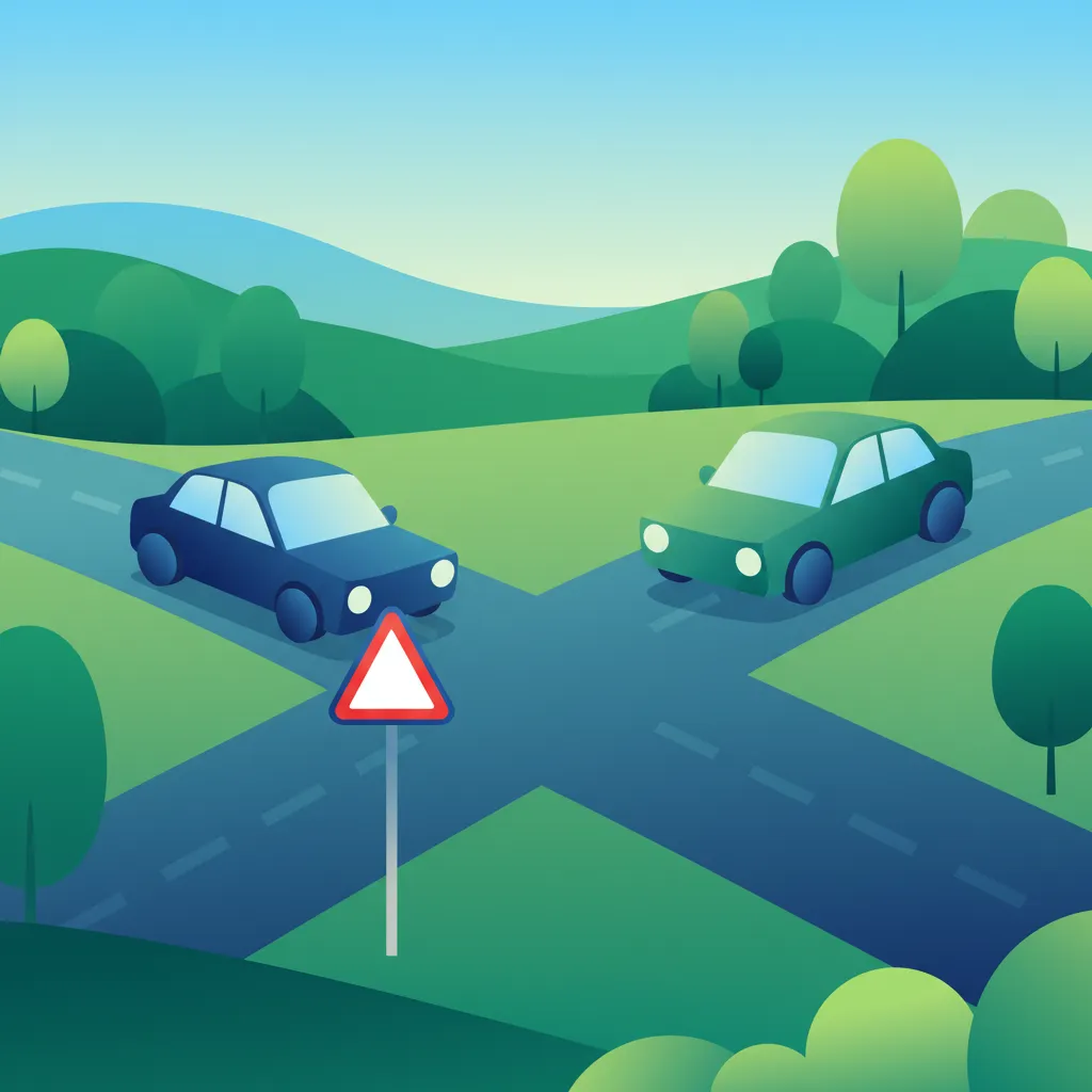Illustration zum Thema Fahrtheorie Vorfahrtregeln für Lernende in Schweden