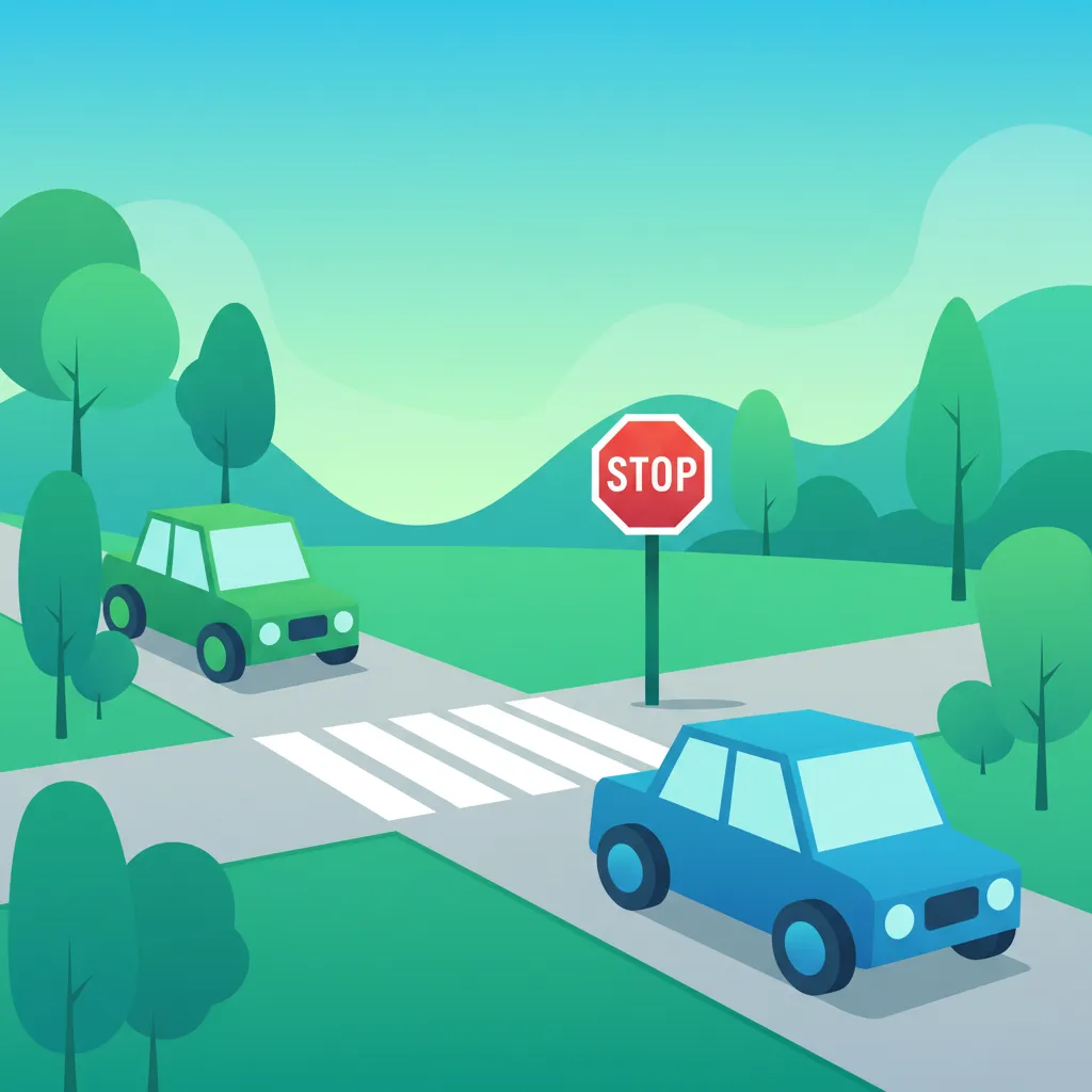 Illustration för körteoriämnet Stoppskyltsregler för elever i Sverige