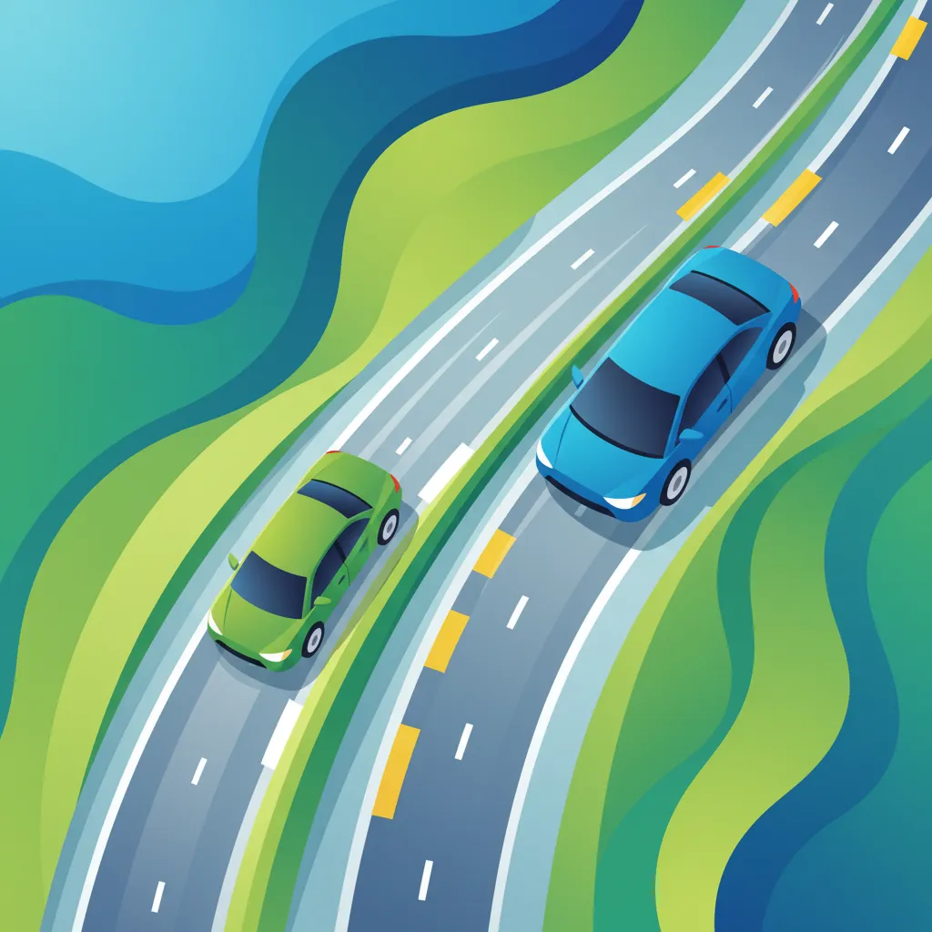 Illustration zum Thema Fahrtheorie Autobahnauffahrt für Lernende in Schweden