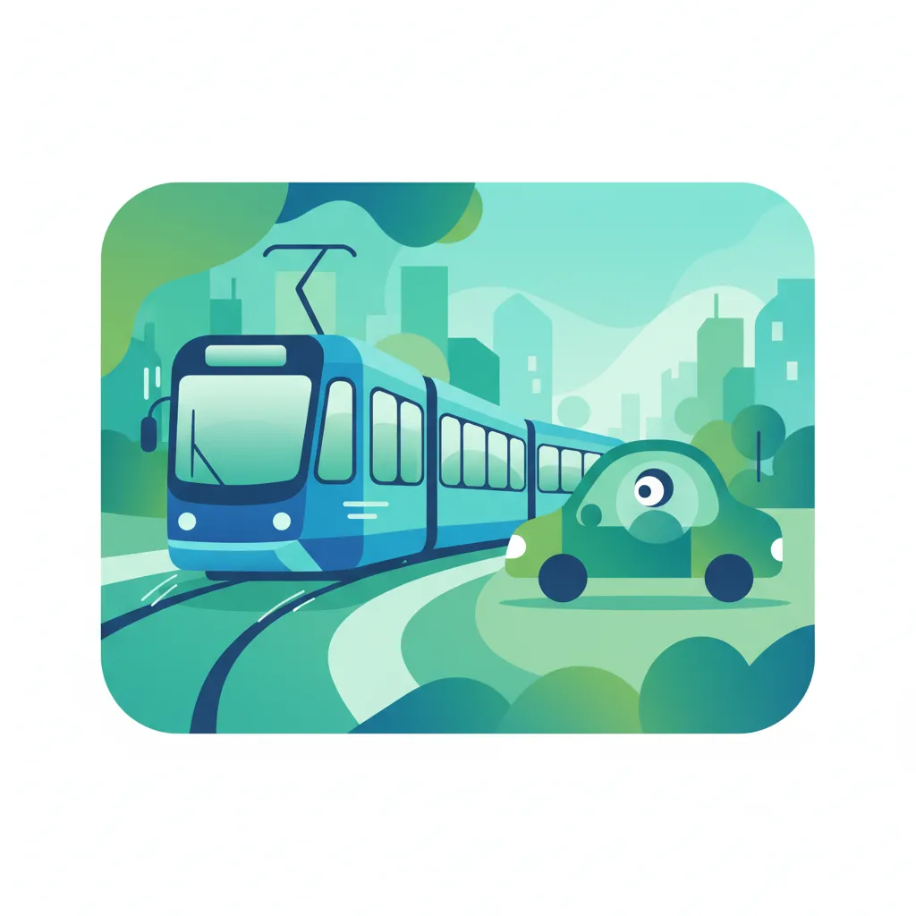 Illustration zum Thema Fahrtheorie Vorrangregeln für Straßenbahnen für Lernende in Schweden