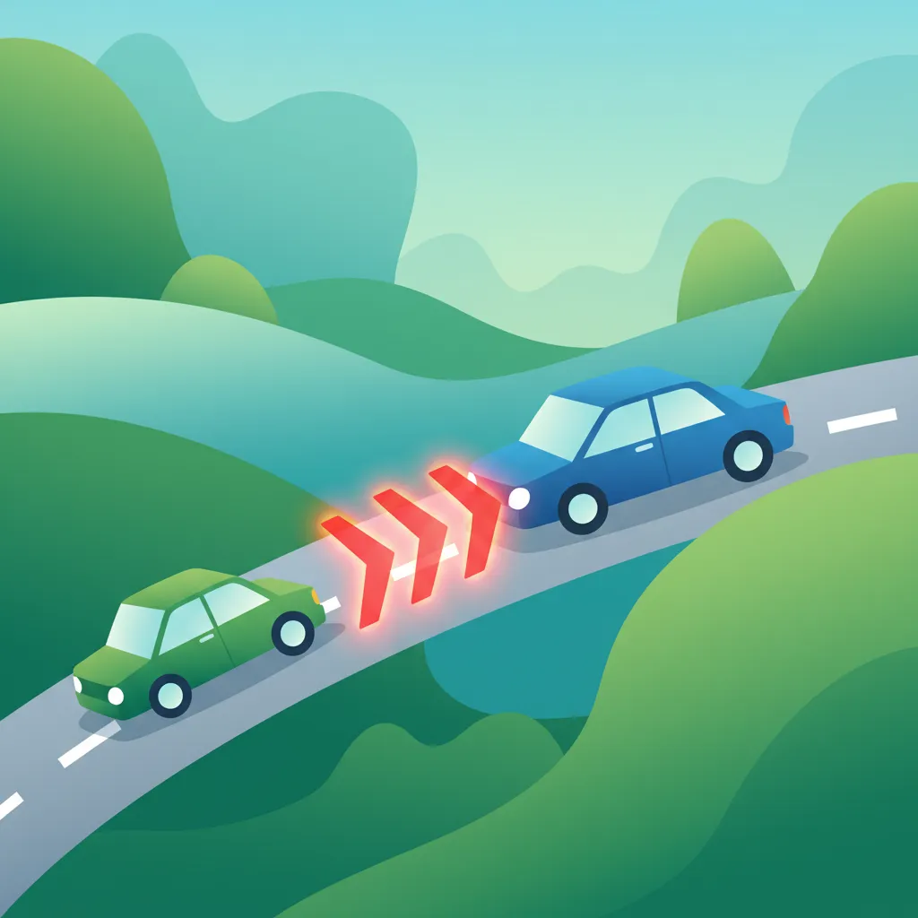 Illustration zum Thema Fahrtheorie Dichtes Auffahren & Abstand für Lernende in Schweden