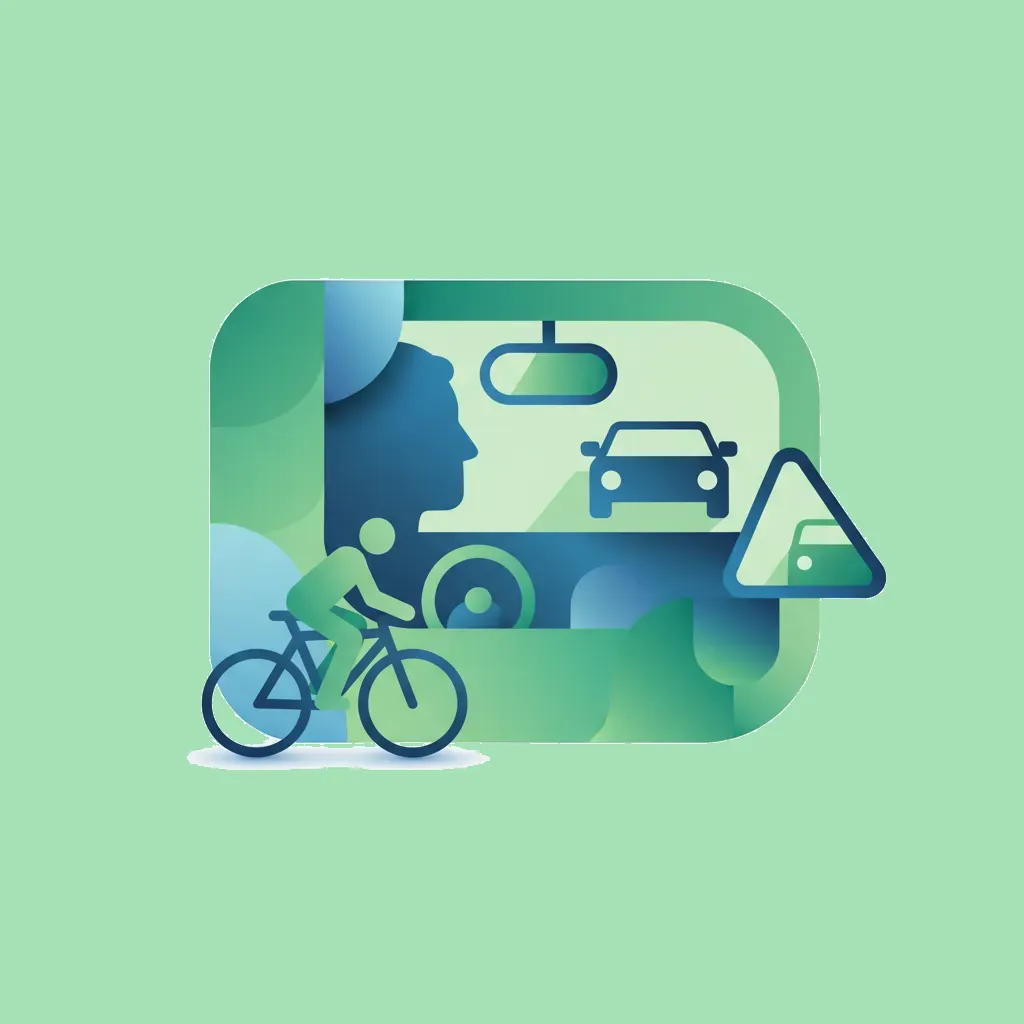 Illustration zum Thema Fahrtheorie Spiegelkontrolle für Lernende in Schweden