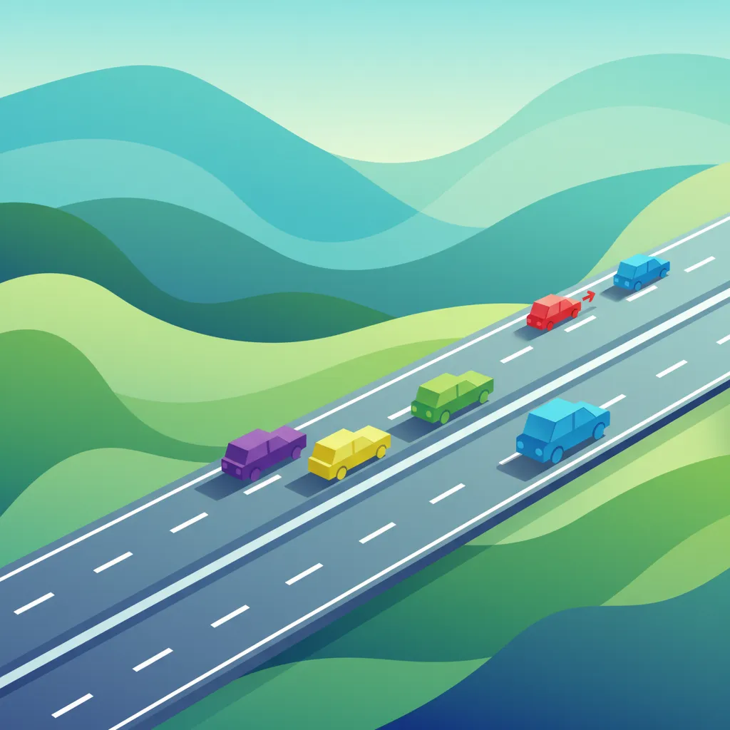 Illustration zum Thema Fahrtheorie Spurdisziplin Regeln für Lernende in Schweden