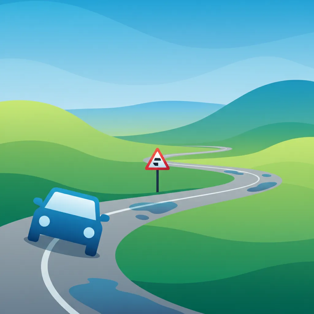 Illustration zum Thema Fahrtheorie Sichere Geschwindigkeit & Bedingungen für Lernende in Schweden