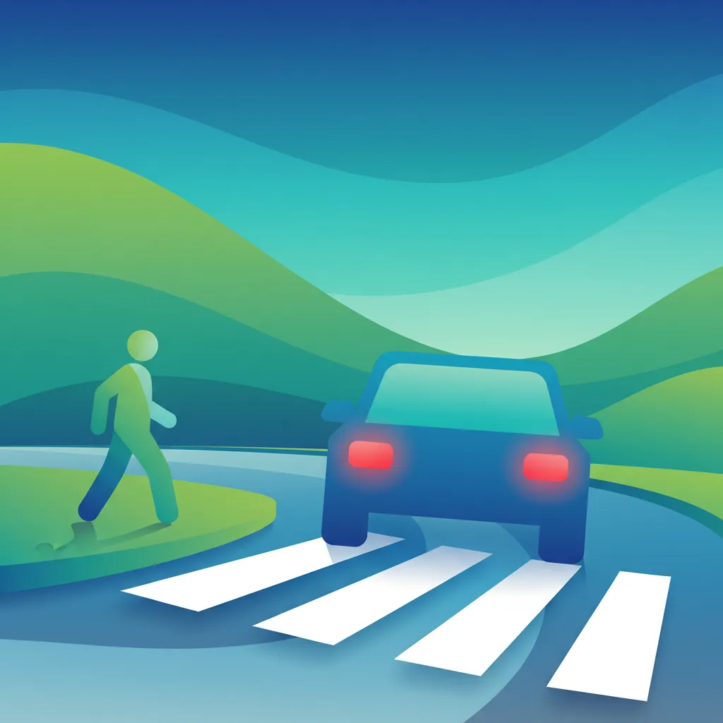 Illustration zum Thema Fahrtheorie Regeln für Fußgängerüberwege für Lernende in Schweden