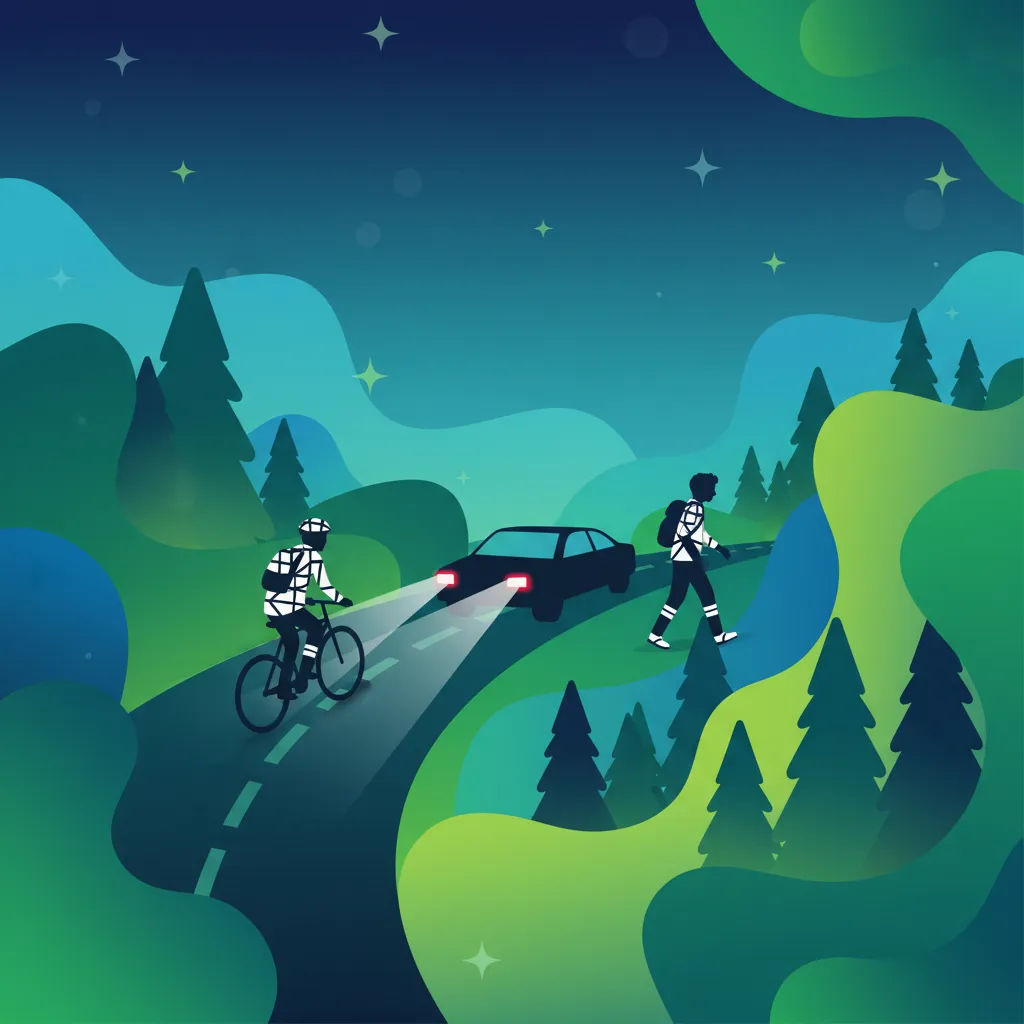 Illustration zum Thema Fahrtheorie Sicherheit bei Nachtfahrten für Lernende in Schweden