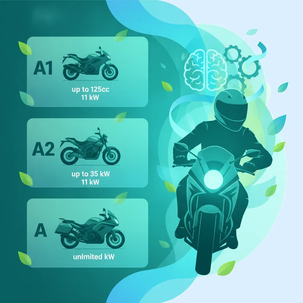 Bild für die Lerneinheit Österreichische Motorrad-Führerscheinklassen A1, A2 und A, Fahreridentität und Verantwortung