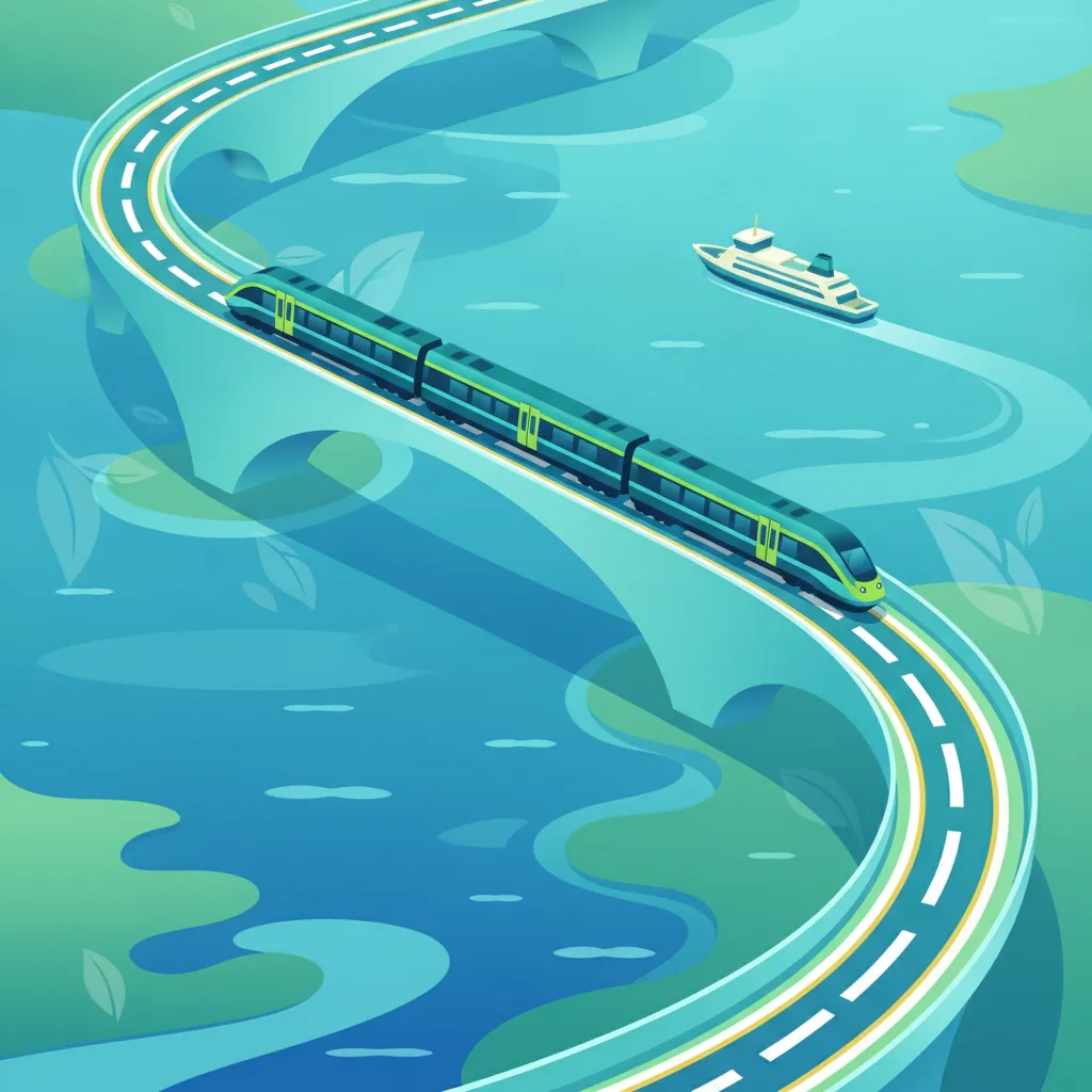 Ländliche Dienstleistungen, Brücken, Fähren, Autobahnen und Fernreisebusse-Einheitsbild