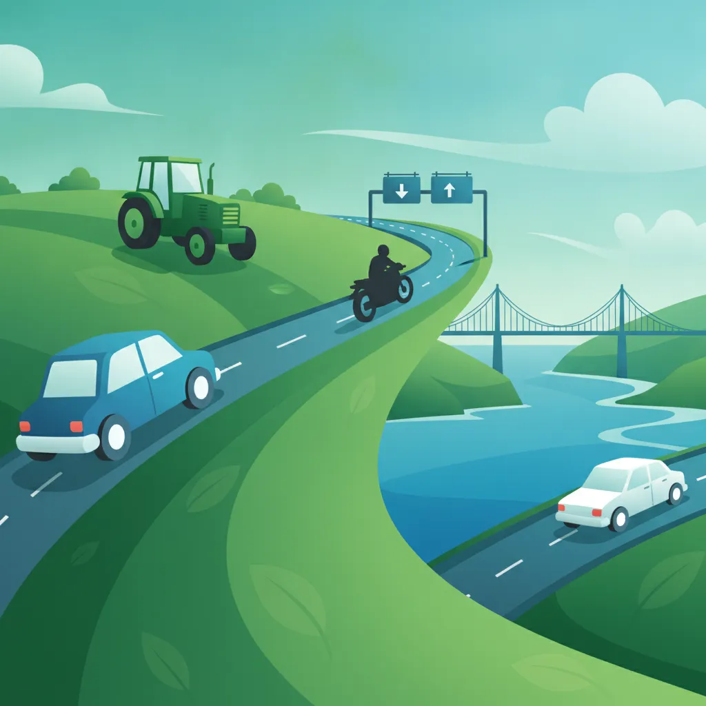 Überholen, Autobahnen, Brücken, Küstenstraßen und ländlicher Verkehr-Einheitsbild