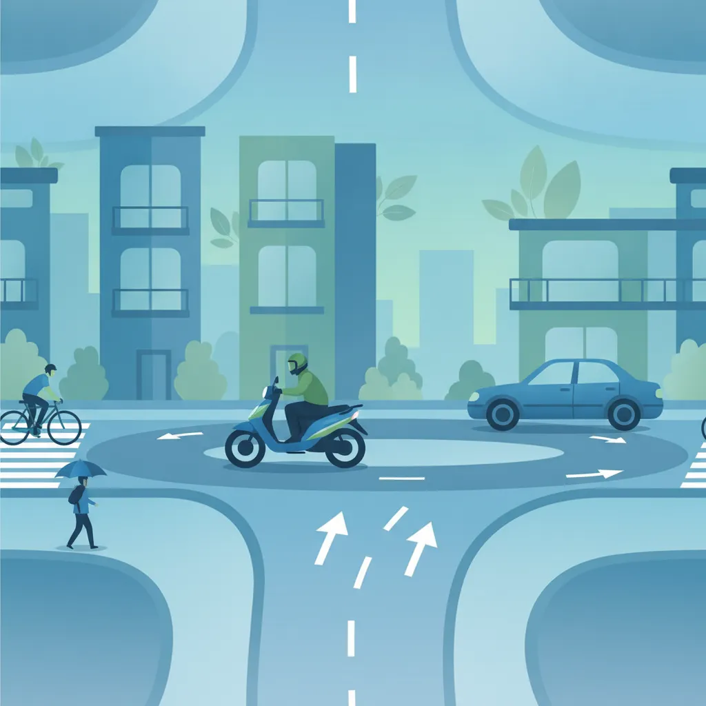 Image de l'unité Intersections, ronds-points, passages et positionnement sur la chaussée