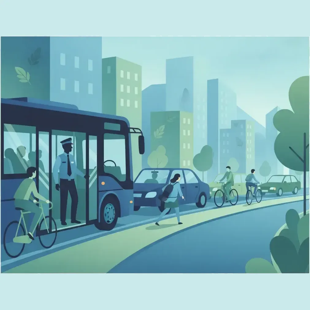 Image de l'unité Montée, descente, arrêts de bus et circulation urbaine