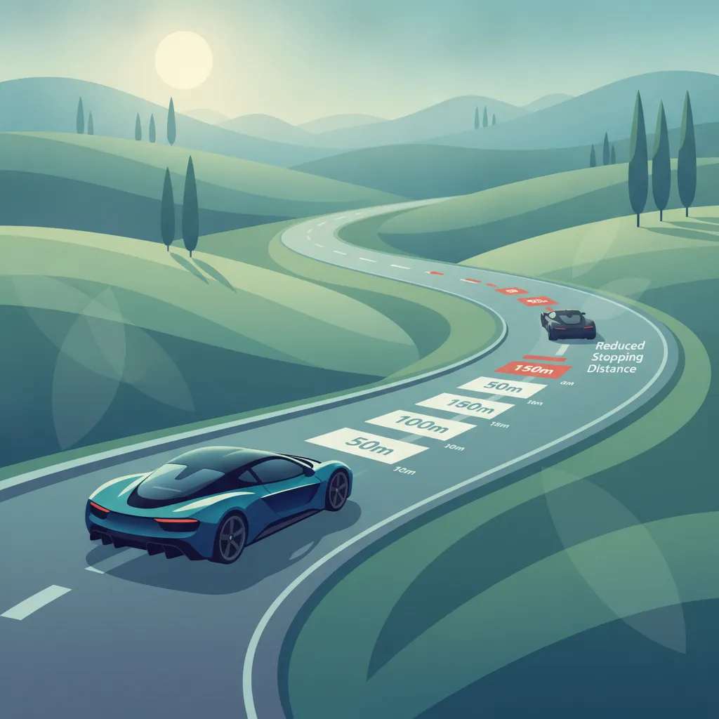 Geschwindigkeit, Abstand, Anhalten, Sicht und vorausschauendes Fahren-Einheitsbild