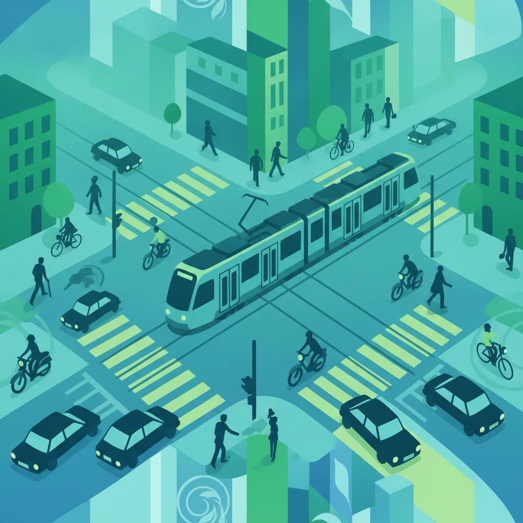 Kreuzungen, Kreisverkehre, Überholen und Stadtverkehr-Einheitsbild