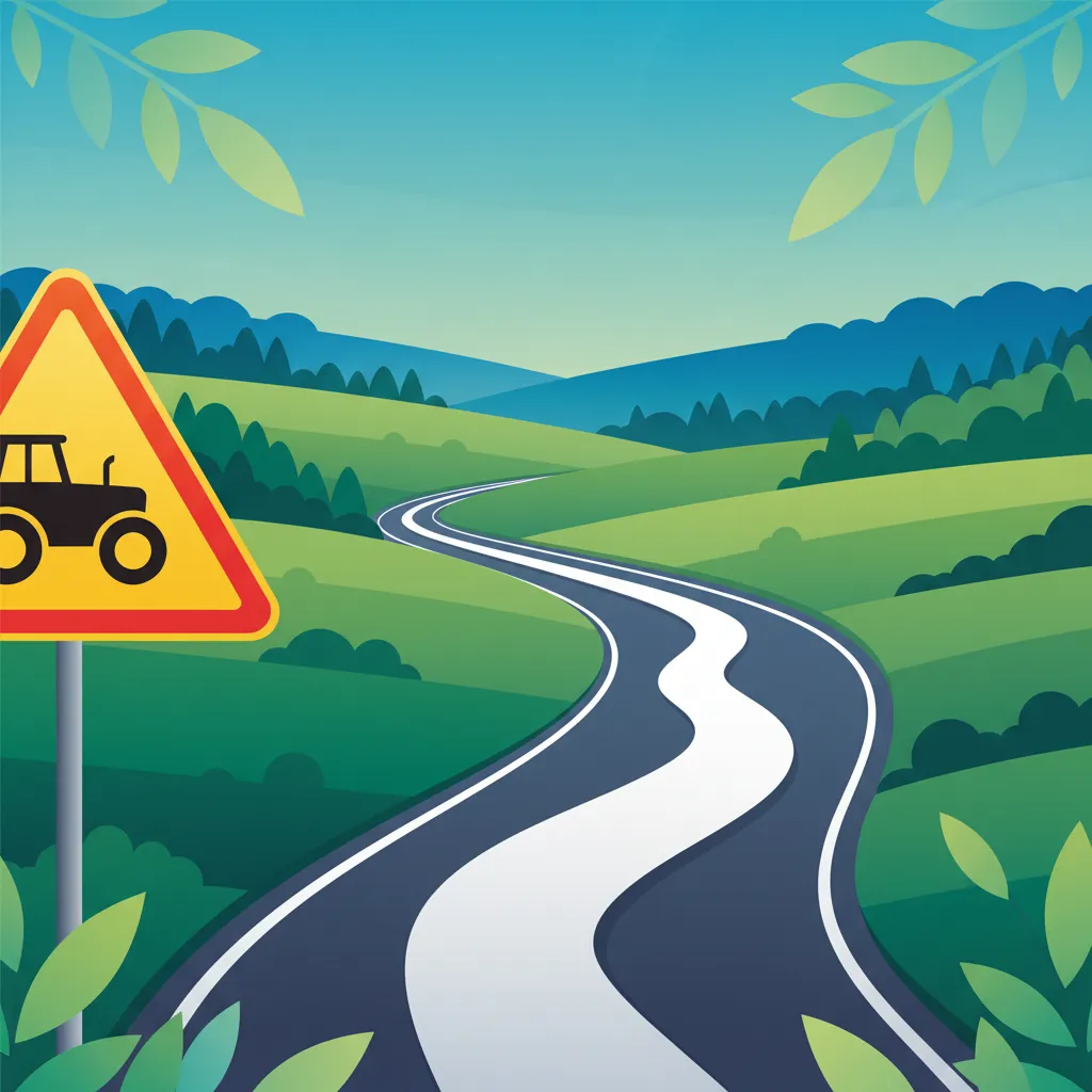 Straßenschilder und Fahrbahnmarkierungen für Landwirtschaftliche Fahrzeuge