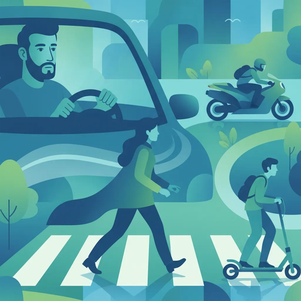 Obraz jednostki Piesi, motocykliści, użytkownicy hulajnóg i niechronieni uczestnicy ruchu drogowego